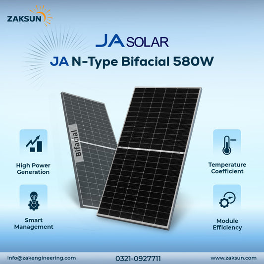 JA Solar Ntype Bifacial 580W Solar Panel