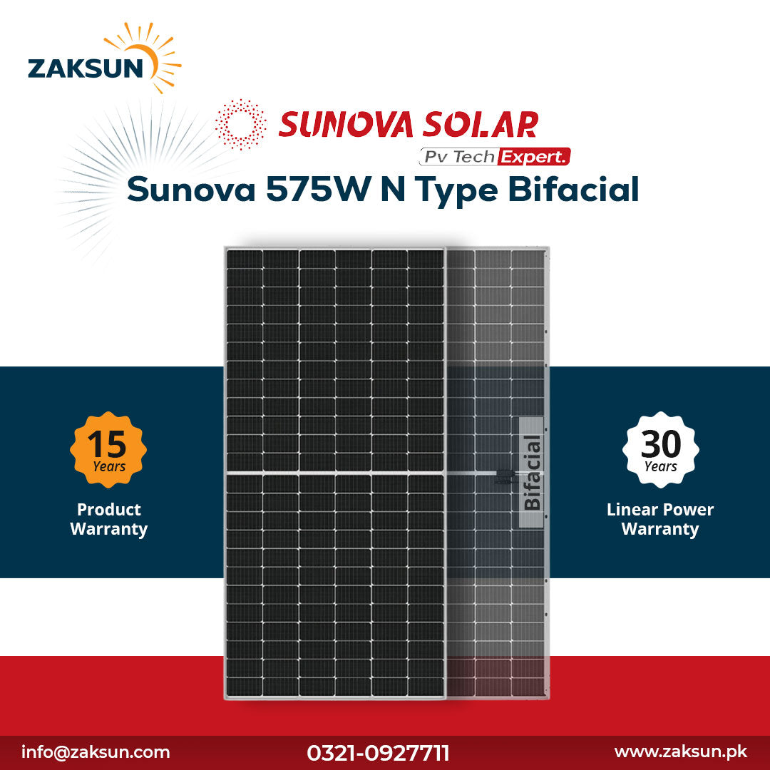 Sunnova 575W N-type Bifacial Solar Panel
