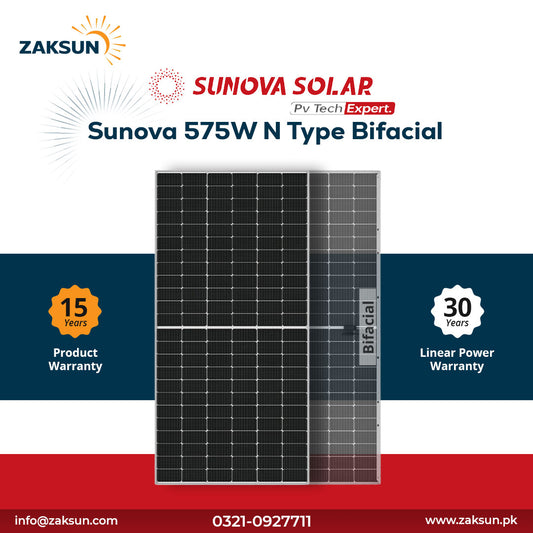 Sunnova 575W N-type Bifacial Solar Panel