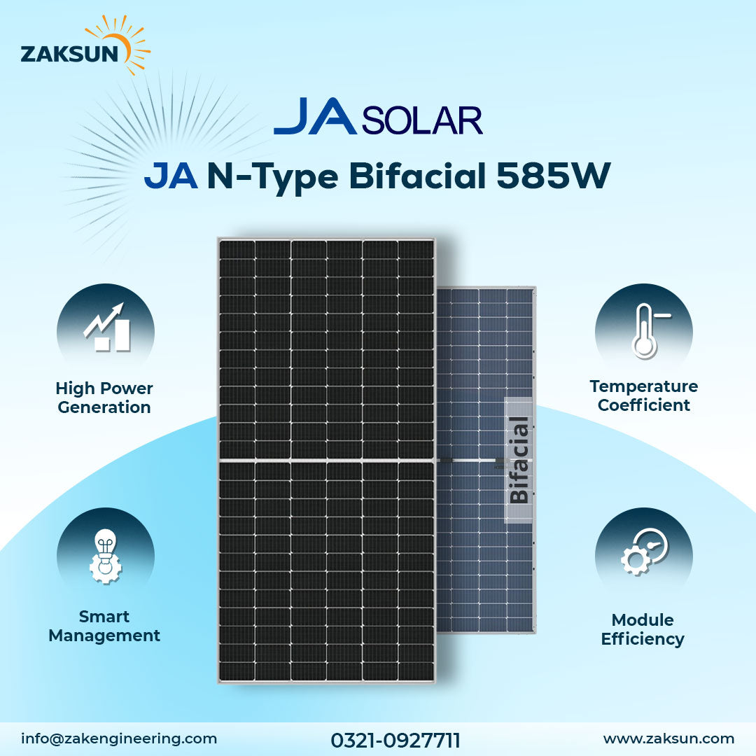 Ja Solar Solar JA Solar Ntype Bifacial 585W Solar Panel | ZAKSUN
